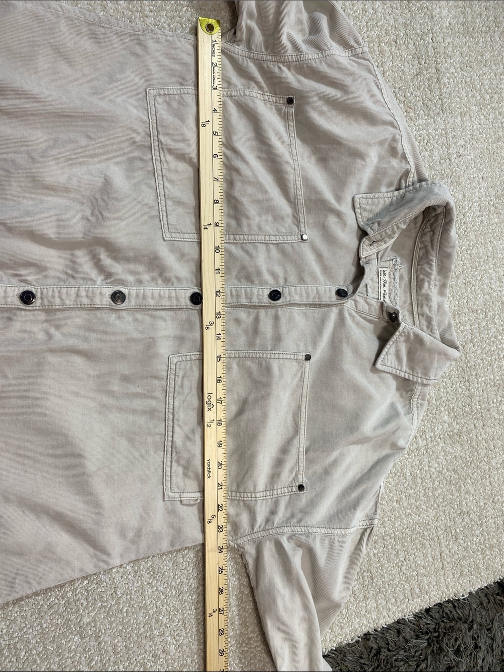 Free People Baby Corduroy Oversized Button Down Shirt Beige Small 100% Cotton - Picture 12 of 16